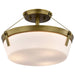 Semi Flush Mount Nuvo 60-7753 Rowen 3 Light Semi Flush - Natural Brass Finish - Etched White Glass Nuvo