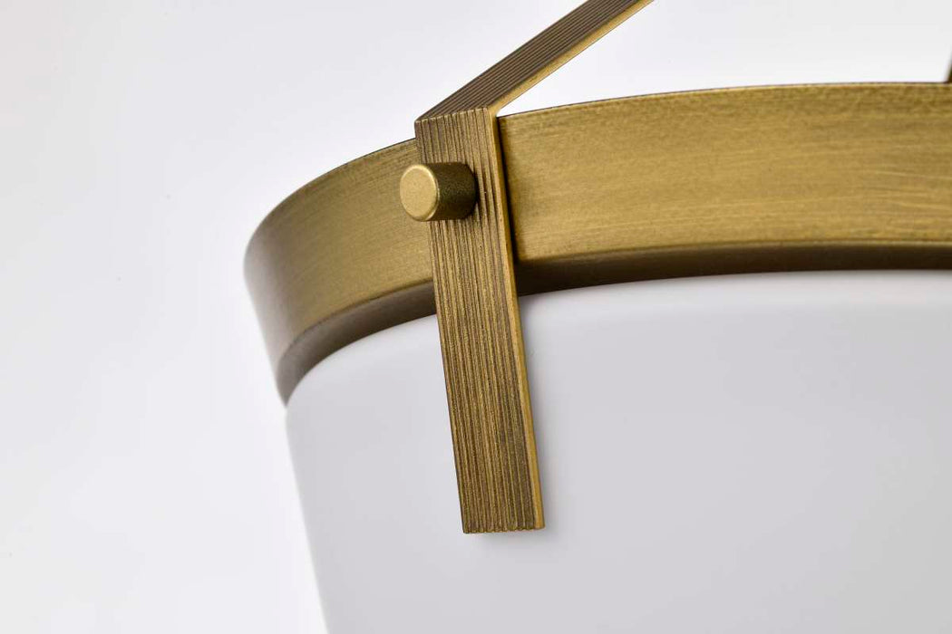Semi Flush Mount Nuvo 60-7753 Rowen 3 Light Semi Flush - Natural Brass Finish - Etched White Glass Nuvo