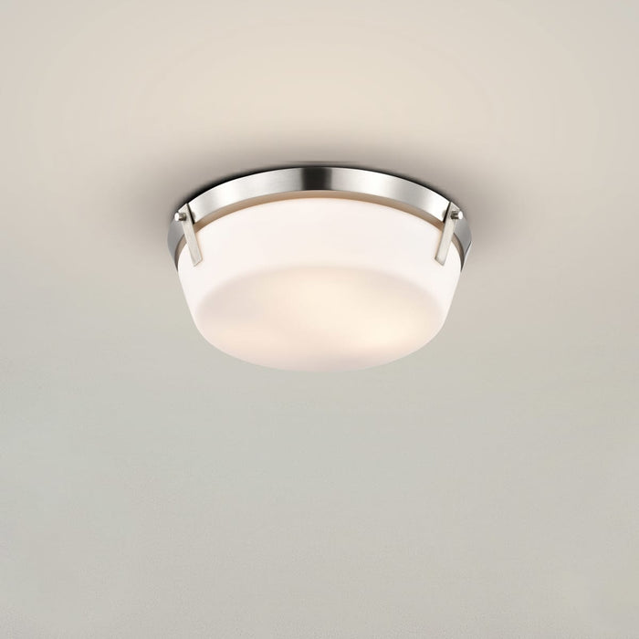 Flush Mount Nuvo 60-7760 Rowen 3 Light Flush Mount - Brushed Nickel Finish - Etched White Glass Nuvo