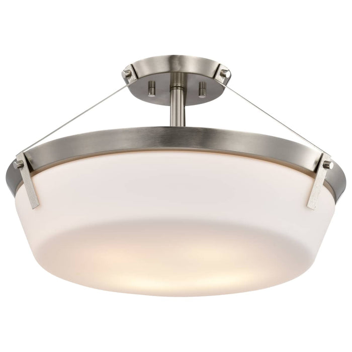 Semi Flush Mount Nuvo 60-7762 Rowen 4 Light Semi Flush - Brushed Nickel Finish - Etched White Glass Nuvo