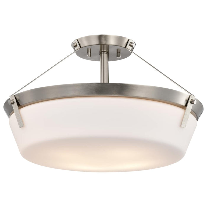 Semi Flush Mount Nuvo 60-7762 Rowen 4 Light Semi Flush - Brushed Nickel Finish - Etched White Glass Nuvo