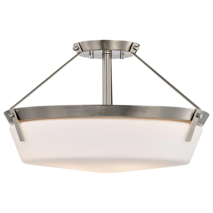 Semi Flush Mount Nuvo 60-7762 Rowen 4 Light Semi Flush - Brushed Nickel Finish - Etched White Glass Nuvo