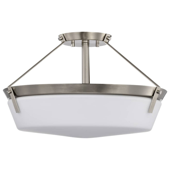 Semi Flush Mount Nuvo 60-7762 Rowen 4 Light Semi Flush - Brushed Nickel Finish - Etched White Glass Nuvo
