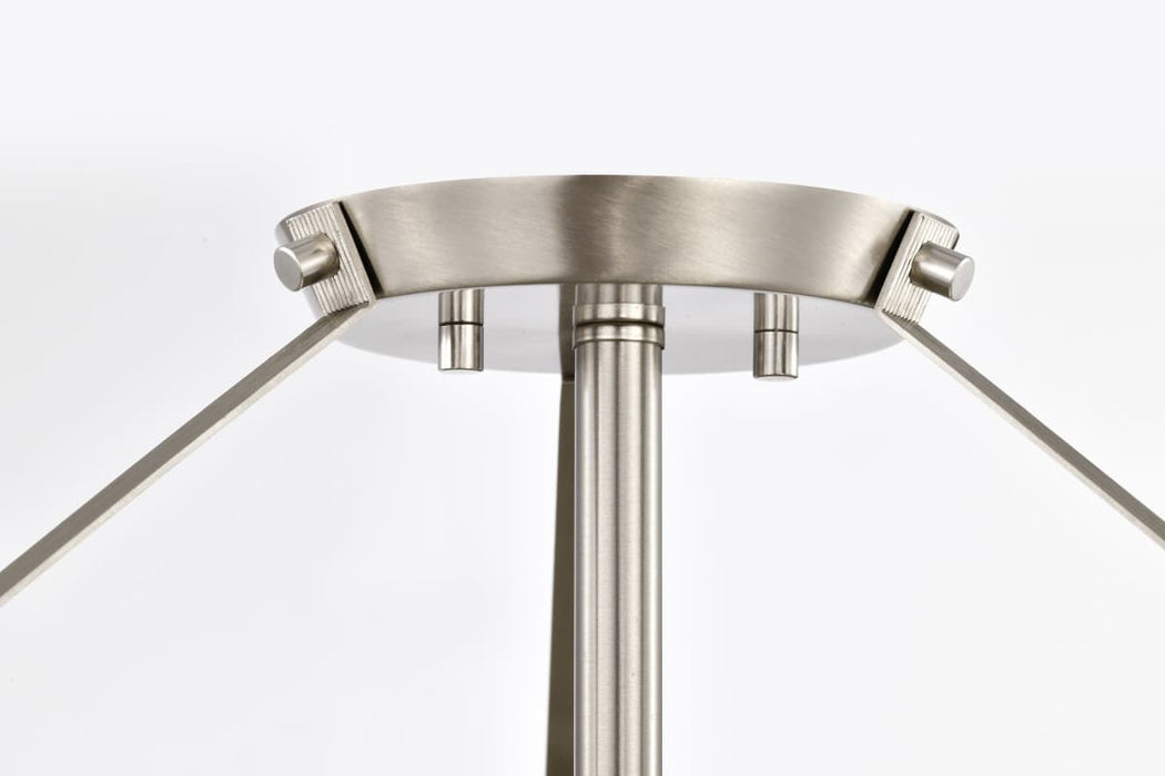 Semi Flush Mount Nuvo 60-7762 Rowen 4 Light Semi Flush - Brushed Nickel Finish - Etched White Glass Nuvo