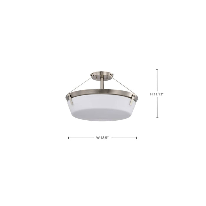 Semi Flush Mount Nuvo 60-7762 Rowen 4 Light Semi Flush - Brushed Nickel Finish - Etched White Glass Nuvo