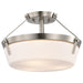 Semi Flush Mount Nuvo 60-7763 Rowen 3 Light Semi Flush - Brushed Nickel Finish - Etched White Glass Nuvo