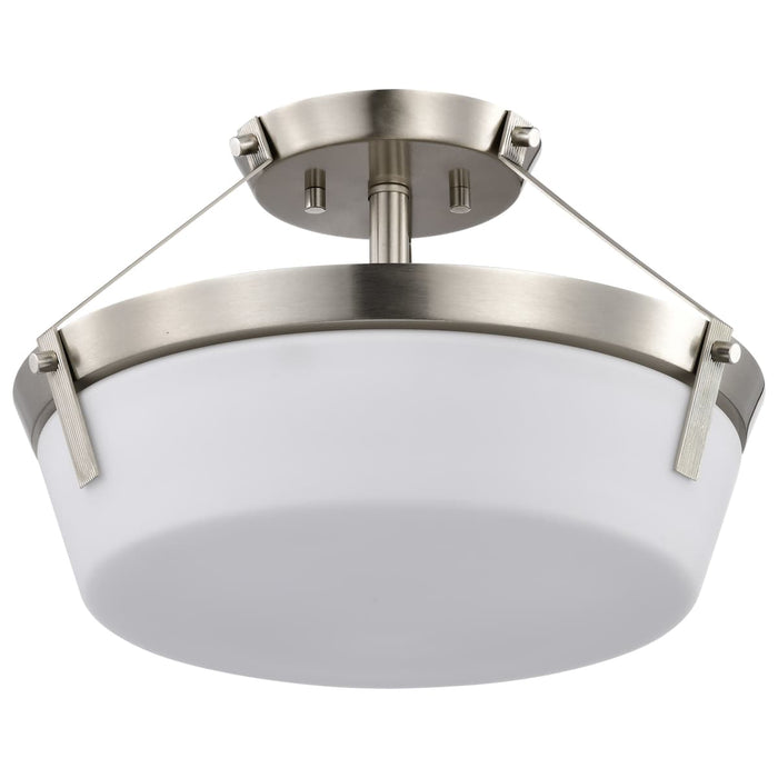 Semi Flush Mount Nuvo 60-7763 Rowen 3 Light Semi Flush - Brushed Nickel Finish - Etched White Glass Nuvo