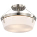 Semi Flush Mount Nuvo 60-7763 Rowen 3 Light Semi Flush - Brushed Nickel Finish - Etched White Glass Nuvo