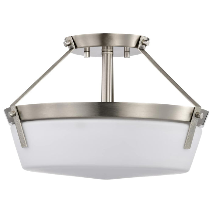 Semi Flush Mount Nuvo 60-7763 Rowen 3 Light Semi Flush - Brushed Nickel Finish - Etched White Glass Nuvo