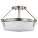 Semi Flush Mount Nuvo 60-7763 Rowen 3 Light Semi Flush - Brushed Nickel Finish - Etched White Glass Nuvo