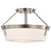 Semi Flush Mount Nuvo 60-7763 Rowen 3 Light Semi Flush - Brushed Nickel Finish - Etched White Glass Nuvo