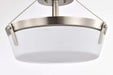 Semi Flush Mount Nuvo 60-7763 Rowen 3 Light Semi Flush - Brushed Nickel Finish - Etched White Glass Nuvo
