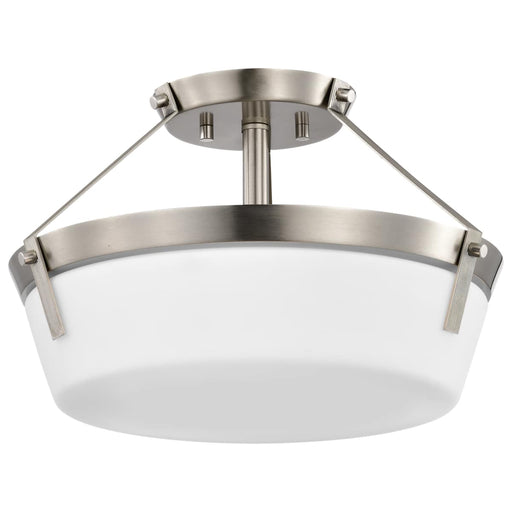 Semi Flush Mount Nuvo 60-7763 Rowen 3 Light Semi Flush - Brushed Nickel Finish - Etched White Glass Nuvo