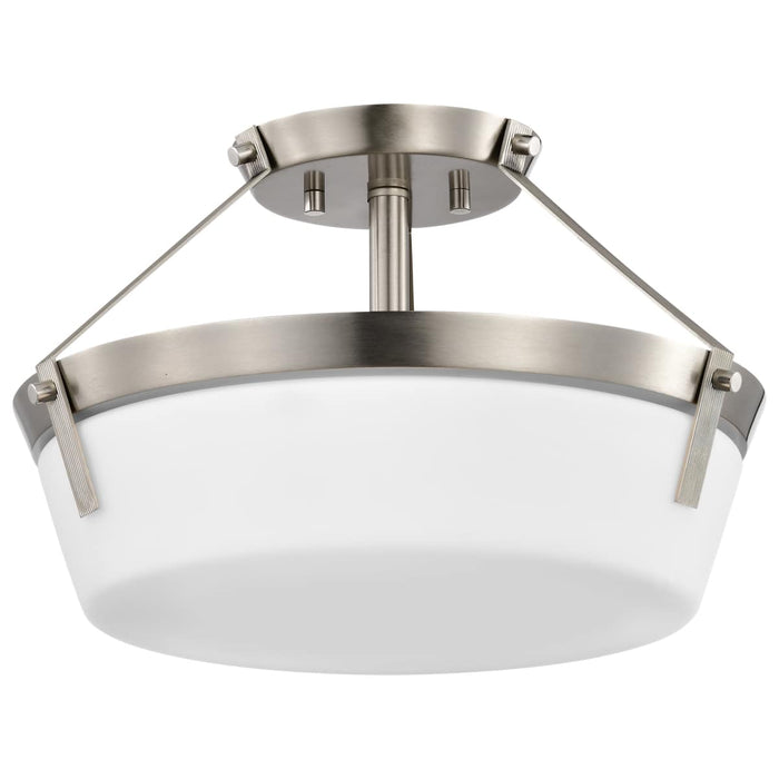 Semi Flush Mount Nuvo 60-7763 Rowen 3 Light Semi Flush - Brushed Nickel Finish - Etched White Glass Nuvo