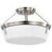 Semi Flush Mount Nuvo 60-7763 Rowen 3 Light Semi Flush - Brushed Nickel Finish - Etched White Glass Nuvo