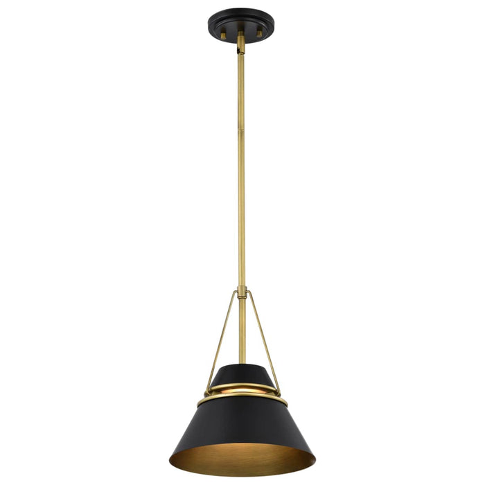 Pendant Nuvo 60-7767 Adina 1 Light Small Pendant - Matte Black and Natural Brass Finish Nuvo