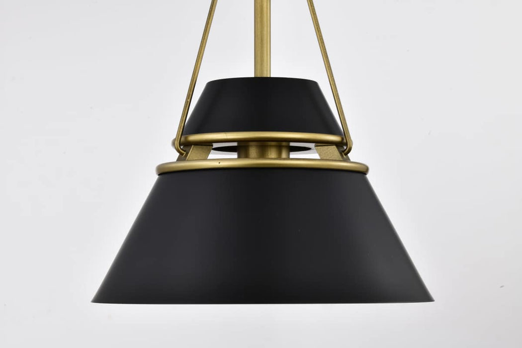 Pendant Nuvo 60-7767 Adina 1 Light Small Pendant - Matte Black and Natural Brass Finish Nuvo