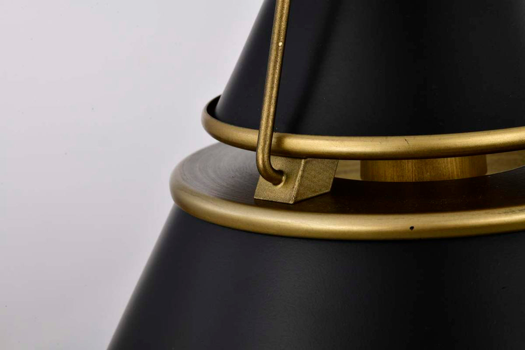 Pendant Nuvo 60-7767 Adina 1 Light Small Pendant - Matte Black and Natural Brass Finish Nuvo