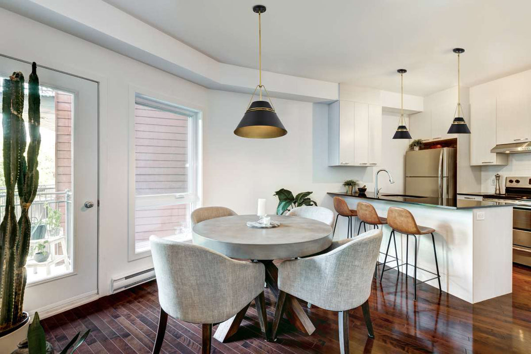 Pendant Nuvo 60-7767 Adina 1 Light Small Pendant - Matte Black and Natural Brass Finish Nuvo