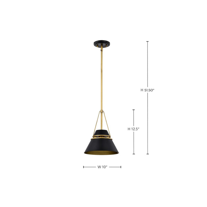 Pendant Nuvo 60-7767 Adina 1 Light Small Pendant - Matte Black and Natural Brass Finish Nuvo