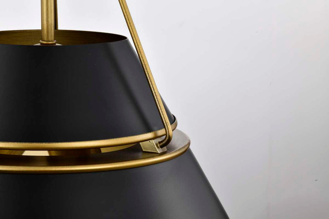 Pendant Nuvo 60-7768 Adina 3 Light Large Pendant - Matte Black and Natural Brass Finish Nuvo