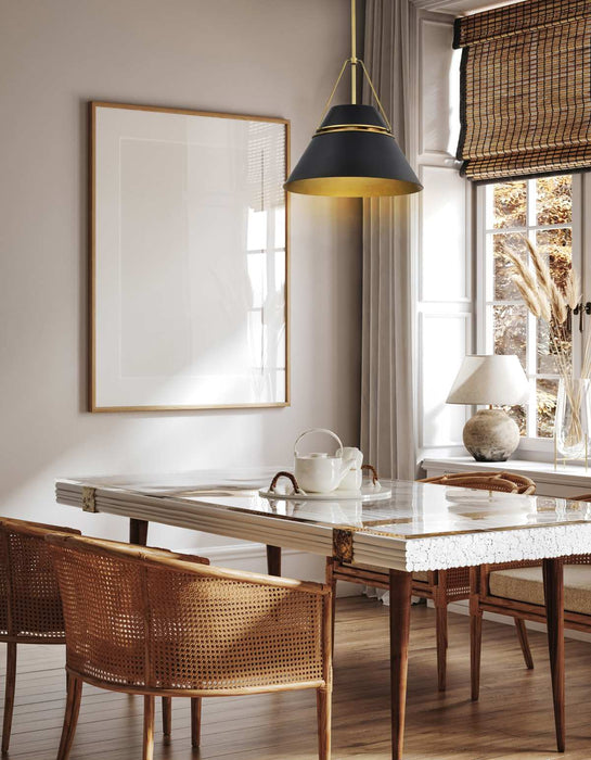 Pendant Nuvo 60-7768 Adina 3 Light Large Pendant - Matte Black and Natural Brass Finish Nuvo