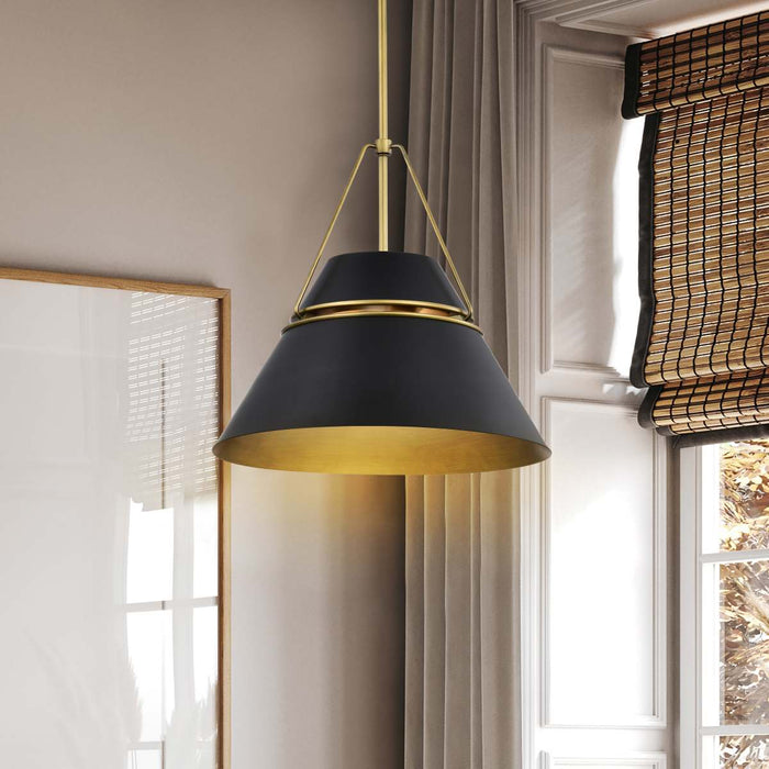 Pendant Nuvo 60-7768 Adina 3 Light Large Pendant - Matte Black and Natural Brass Finish Nuvo