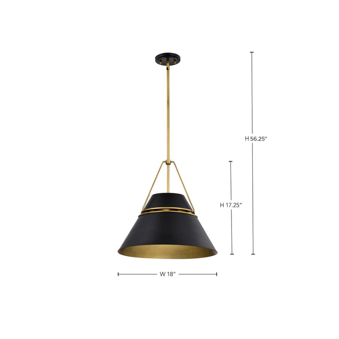 Pendant Nuvo 60-7768 Adina 3 Light Large Pendant - Matte Black and Natural Brass Finish Nuvo