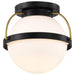 Flush Mount Nuvo 60-7770 Lakeshore 1 Light Small Flush - Matte Black & Natural Brass Finish - White Opal Glass Nuvo