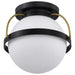 Flush Mount Nuvo 60-7770 Lakeshore 1 Light Small Flush - Matte Black & Natural Brass Finish - White Opal Glass Nuvo