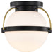 Flush Mount Nuvo 60-7770 Lakeshore 1 Light Small Flush - Matte Black & Natural Brass Finish - White Opal Glass Nuvo