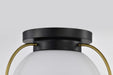 Flush Mount Nuvo 60-7770 Lakeshore 1 Light Small Flush - Matte Black & Natural Brass Finish - White Opal Glass Nuvo