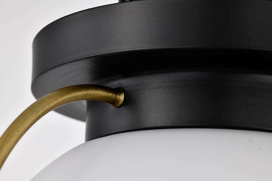 Flush Mount Nuvo 60-7770 Lakeshore 1 Light Small Flush - Matte Black & Natural Brass Finish - White Opal Glass Nuvo