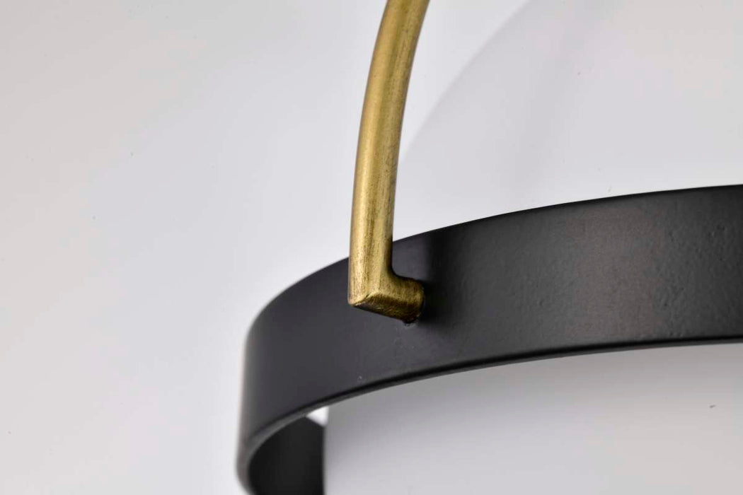 Flush Mount Nuvo 60-7770 Lakeshore 1 Light Small Flush - Matte Black & Natural Brass Finish - White Opal Glass Nuvo