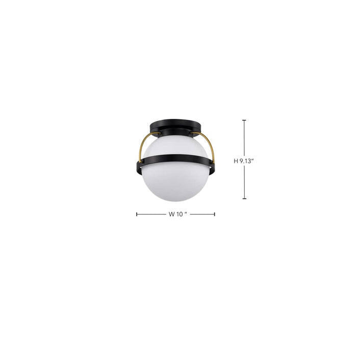 Flush Mount Nuvo 60-7770 Lakeshore 1 Light Small Flush - Matte Black & Natural Brass Finish - White Opal Glass Nuvo