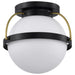 Flush Mount Nuvo 60-7770 Lakeshore 1 Light Small Flush - Matte Black & Natural Brass Finish - White Opal Glass Nuvo