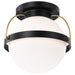 Flush Mount Nuvo 60-7771 Lakeshore 1 Light Medium Flush - Matte Black & Natural Brass Finish - White Opal Glass Nuvo