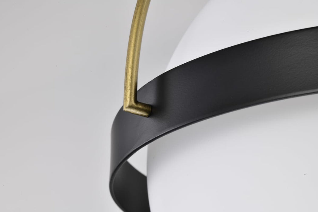 Flush Mount Nuvo 60-7771 Lakeshore 1 Light Medium Flush - Matte Black & Natural Brass Finish - White Opal Glass Nuvo