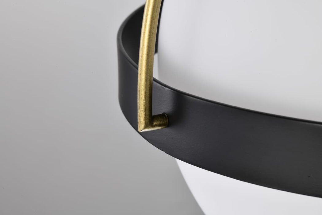 Flush Mount Nuvo 60-7771 Lakeshore 1 Light Medium Flush - Matte Black & Natural Brass Finish - White Opal Glass Nuvo