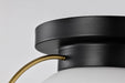 Flush Mount Nuvo 60-7771 Lakeshore 1 Light Medium Flush - Matte Black & Natural Brass Finish - White Opal Glass Nuvo