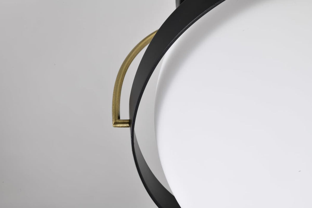 Flush Mount Nuvo 60-7771 Lakeshore 1 Light Medium Flush - Matte Black & Natural Brass Finish - White Opal Glass Nuvo