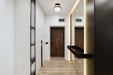 Flush Mount Nuvo 60-7771 Lakeshore 1 Light Medium Flush - Matte Black & Natural Brass Finish - White Opal Glass Nuvo