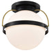 Flush Mount Nuvo 60-7772 Lakeshore 1 Light Large Flush - Matte Black & Natural Brass Finish - White Opal Glass Nuvo