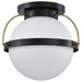 Flush Mount Nuvo 60-7772 Lakeshore 1 Light Large Flush - Matte Black & Natural Brass Finish - White Opal Glass Nuvo