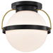 Flush Mount Nuvo 60-7772 Lakeshore 1 Light Large Flush - Matte Black & Natural Brass Finish - White Opal Glass Nuvo