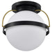 Flush Mount Nuvo 60-7772 Lakeshore 1 Light Large Flush - Matte Black & Natural Brass Finish - White Opal Glass Nuvo