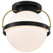 Flush Mount Nuvo 60-7772 Lakeshore 1 Light Large Flush - Matte Black & Natural Brass Finish - White Opal Glass Nuvo
