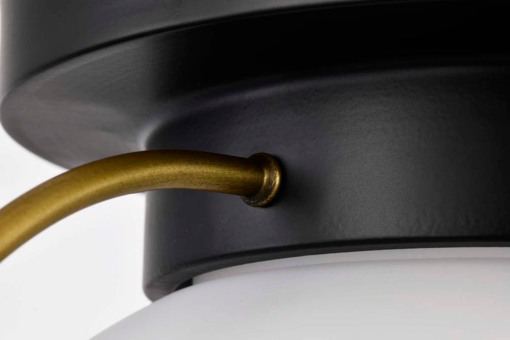 Flush Mount Nuvo 60-7772 Lakeshore 1 Light Large Flush - Matte Black & Natural Brass Finish - White Opal Glass Nuvo