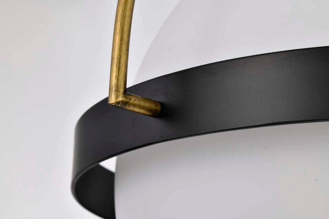 Flush Mount Nuvo 60-7772 Lakeshore 1 Light Large Flush - Matte Black & Natural Brass Finish - White Opal Glass Nuvo