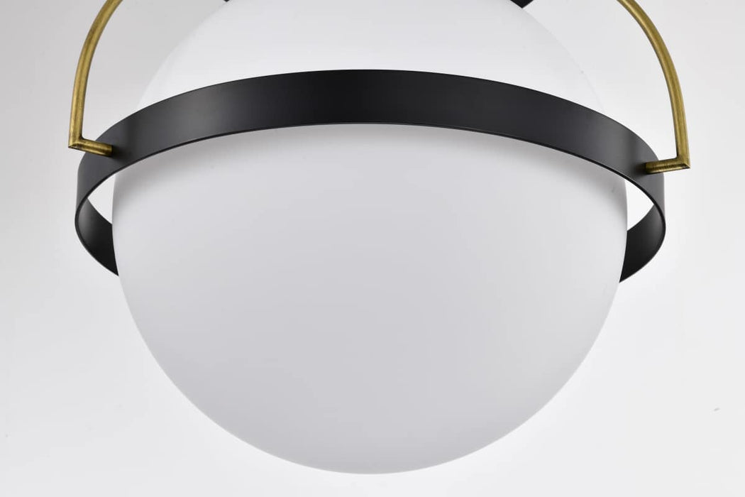 Flush Mount Nuvo 60-7772 Lakeshore 1 Light Large Flush - Matte Black & Natural Brass Finish - White Opal Glass Nuvo